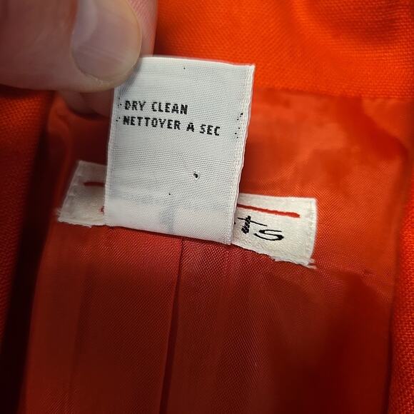 Talbots 100% Linen Blazer Jacket Womens Size 6 Orange-Red Patch Pockets - Picture 8 of 8